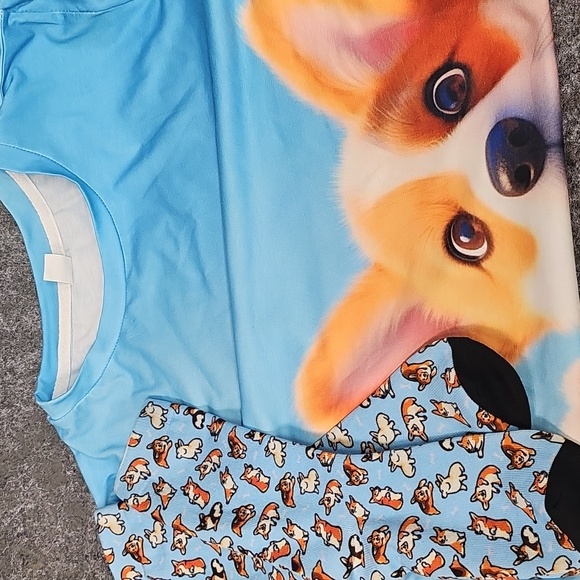 Tops - Corgi Dog T-shirt & Socks Set, Blue, Size Medium, New W/out Tag